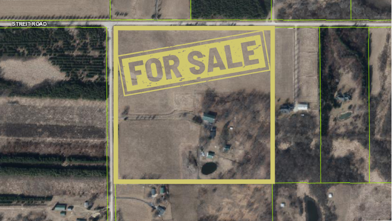 For Sale over a satellite land image