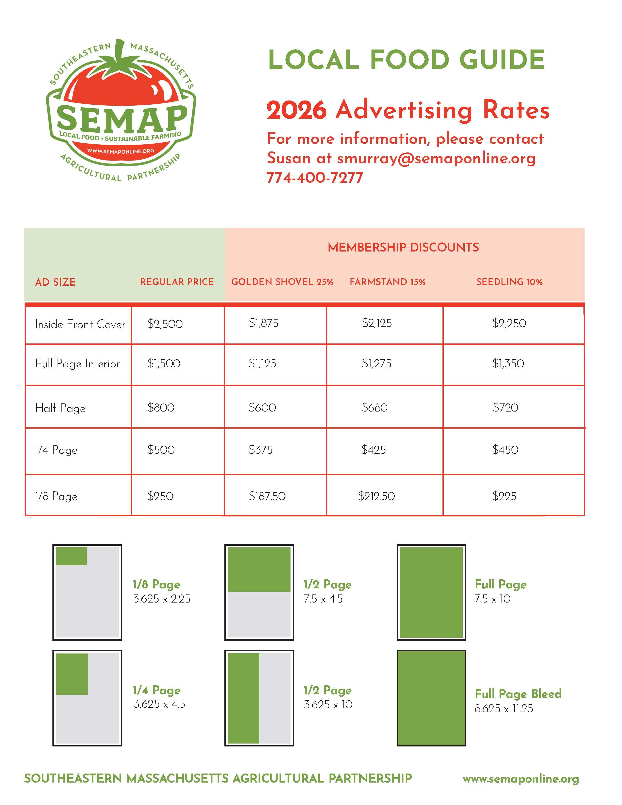 2026 Local Food Guide Advertisement Pricing